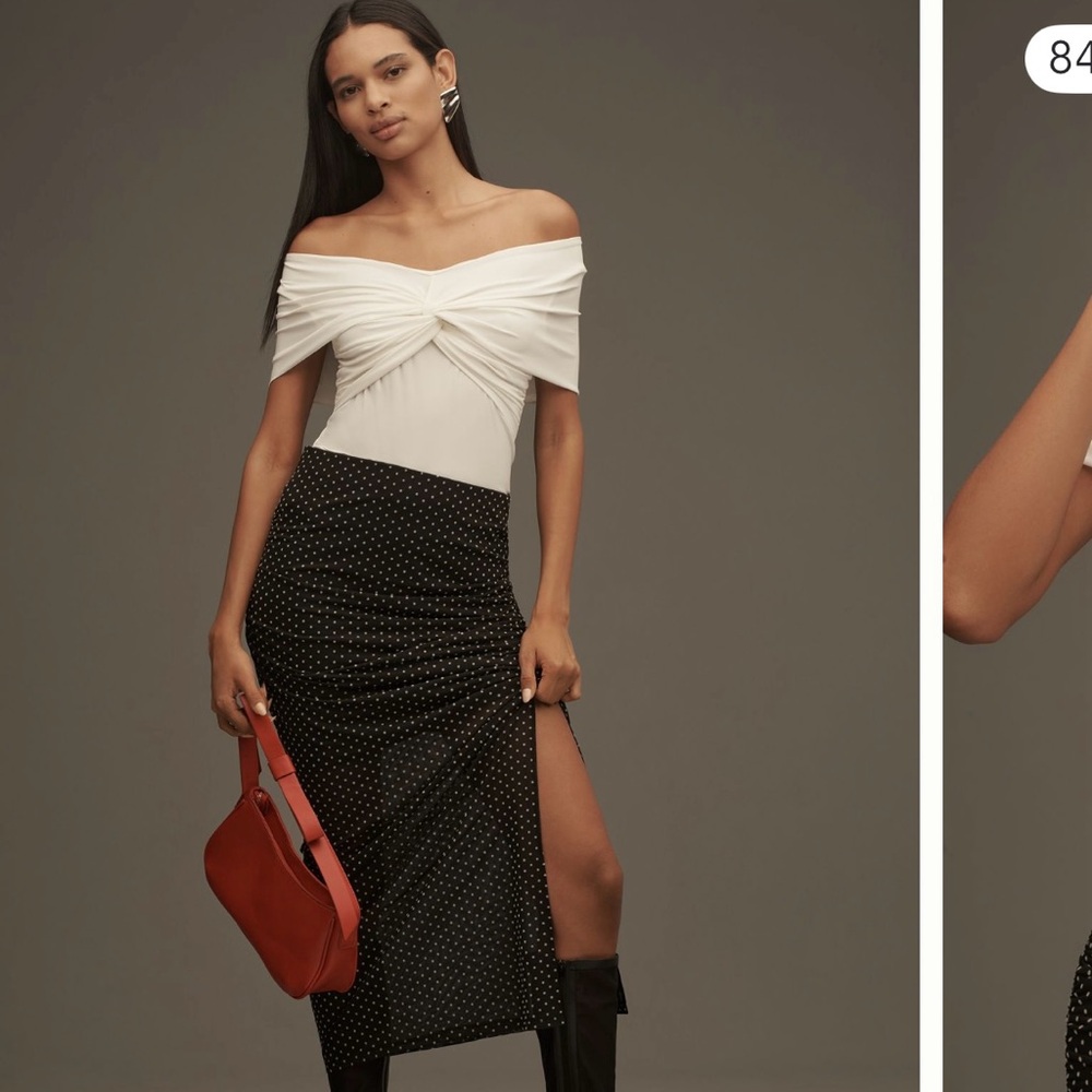 Anthropologie Gathered Off-Shoulder White Top